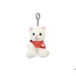 Porte - cl�s / bijou de sac - histoire d?ours - chat blanc - 13 cm - mignon et engag� - soutien spa