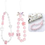 Porte - cls en cristal avec breloques pour tlphone portable mignon c?ur n?ud fleur perles dcoration ...