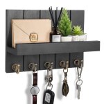Porte - cl�s avec �tag�re bois avec 5 crochets rustique porte - cl�s mural organisateur mural rustique ...