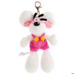 Porte - cl�s peluche diddl en salopette rose 15 cm