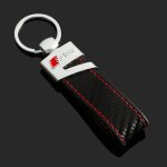 Porte - cls audi sline logo en cuir vritable fibre de carbone label