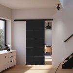 Schulte porte coulissante en verre 90x203cm porte coulissante intrieure sabl anthracite double amortisseur ...