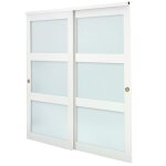 Porte coulissante de placard - duoku - bl5 - 72 - blanc - verre d�poli 3 panneaux - 1829�2032 mm