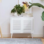 Porte darmoire - non spcifi - modle  persiennes - bois de pin massif - 395x295 cm - blanc