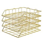 Porte - documents  4 corbeille compartiments en mtal empilable - organiseur de bureau - design en maille ...