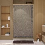 Porte de douche 120 coulissante hinata - style japandi courbes douces - cadre effet bois - verre 6mm