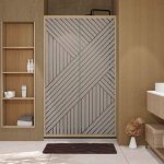 Porte de douche 120 coulissante hinata - style japandi gomtrique - cadre effet bois - verre 6mm