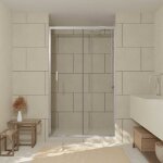 Porte de douche coulissante 120x200 cm - verre transparent - profil� chrome - chromed crush