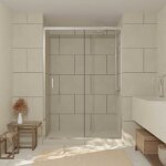 Porte de douche coulissante 140x200 cm - verre transparent - profil� chrome - chromed crush