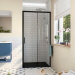 Porte de douche coulissante - swiss aqua technologies - tex bb - 110x195cm - anticalcaire - noir mat Porte de douche coulissante - swiss aqua technologies - tex bb - 110x195cm - anticalcaire - noir mat