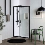 Porte de douche niche noir mat coulissante 130 cm city