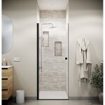 Porte de douche pivotante 80x180 cm en verre trempe 5 mm - finition noire - dark elementary