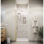 Porte de douche pivotante 80x180 cm en verre trempe 5 mm - finition or brosse - gold elementary