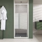 Porte de douche pivotante 80x185cm - profilés aluminium blanc - verre trempé 4mm - flexy Porte de douche pivotante 80x185cm - profilés aluminium blanc - verre trempé 4mm - flexy