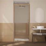 Porte de douche pivotante 90x200cm - profilés aluminium effet bois - verre 6mm - wood crush Porte de douche pivotante 90x200cm - profilés aluminium effet bois - verre 6mm - wood crush