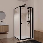 Porte de douche pivotante extensible 78 / 90x185cm et retour fixe 80cm - noir - black slide