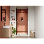 Porte de douche pivotante en m�tal noir mat au style industriel - verre anti - calcaire - 80 x 195 cm ...