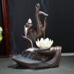 Porte - encens cascade à reflux en céramique - lotus - accessoire décoratif pour la maison - keeper Porte - encens cascade à reflux en céramique - lotus - accessoire décoratif pour la maison - keeper