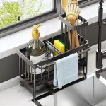 Porte - ponge vier cuisine multifonction acier inox 304 porte - brosse bac vidange rangement noir label ...