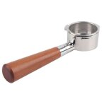 Porte - filtre  caf sans fond filtre portable en acier inoxydable manche en bois de rose 54 mm