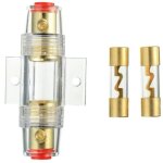 Porte - fusible agu plaqu� or - okz - 2 fusibles agu 60a - plaqu� or - 85 cm - diam�tre 17 mm - r�sistant ...