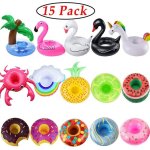 Porte - gobelets gonflables pour ftes lot de 15 flotteurs avec designs flamant rose inclus pompe  air. ...