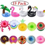 Porte - gobelets gonflables flamant rose lot de 15 + pompe air