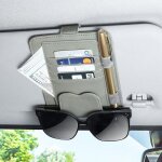Porte - lunettes de voiture en pu support de pare - soleil avec anneaux pour stylo et fentes pour cartes ...