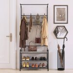 Porte manteau 3 - en - 1 vestiaire 60x30x180cmavec banc et Étagère à chaussures - style industrielgris ... Porte manteau 3 - en - 1 vestiaire 60x30x180cmavec banc et Étagère à chaussures - style industrielgris ...