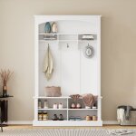 Porte - manteau - 3 crochets - meuble d?entre - porte - manteau avec banc  chaussures - moderne - 8 ...