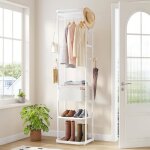 Porte - manteau avec 3 �tag�res et 11 crochets pour �charpes sacs bo�tes porte manteau sur pieds avec ...