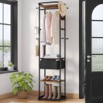 Porte - manteau avec 3 �tag�res et 11 crochets pour �charpes sacs bo�tes porte manteau sur pieds avec ...