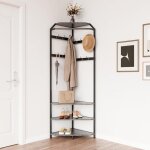 Porte - manteau dangle en mtal - arbre de couloir - avec 12 crochets mobiles et tagre de rangement ...