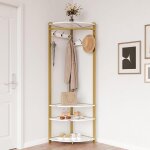 Porte - manteau d?angle multifonction - promiracal - mtal dor + bois - 3 en 1 avec crochets tringle ...