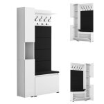 Porte - manteau avec armoire  chaussures lova - meuble d?entre avec banc - 8 compartiments - 200x180x30 ...