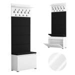 Porte - manteau avec armoire  chaussures lova - meuble d?entre avec banc - 9 crochets et coffre - 200x40x36 ...