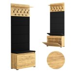 Porte - manteau avec armoire � chaussures lova - meuble d?entr�e avec banc - 9 crochets et coffre - 200x60x30 ...