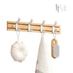 Porte manteau bambou mural patres 4 crochets pour suspendre vtements peignoirs serviettes manteaux ...