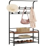 Porte - manteau 3 - en - 1 - industriel - arbre  chaussures - 8 crochets amovibles - 3 tagres - gris ...