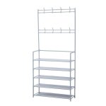 Porte - manteaux dentr�e avec �tag�re � chassures � 5 niveaux blanc herzberg hg03428