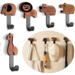 Porte manteau enfant 5 patres en forme danimaux pour enfants patres murales en bois de noyer