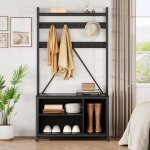 Porte - manteau avec tagre  chaussures - hoerfuriy - meuble d?entre avec banc - style industriel ...