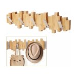 Porte manteau mural avec 5 crochets rabattables patres porte manteaux en bois massif crochet mural pour ...