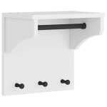 Porte - manteau mural en bois - vidaxl - blanc - 43x30x42 cm - bois de pin massif - �tag�re murale - ...