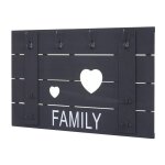 Porte - manteau mural - family - design vintage - 8 crochets - 60 x 90 cm - gris foncé Porte - manteau mural - family - design vintage - 8 crochets - 60 x 90 cm - gris foncé