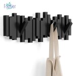 Porte manteau mural sticks portemanteau mural 5 crochets rabattables noir patere murale pour une entr�e ...