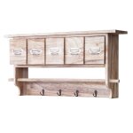 Porte manteau mural - vintage - bois de paulownia - 5 tiroirs - 4 crochets - 32x65x13 cm Porte manteau mural - vintage - bois de paulownia - 5 tiroirs - 4 crochets - 32x65x13 cm