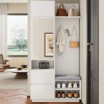 Porte - manteau vestiaire  chaussures meuble dentre avec miroir patres et banc garde - robe de couloir ...