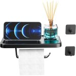 Porte - papier hyginique - sriiano - noir - acier inoxydable - avec tagre - design moderne