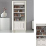 Porte photo stickers porte trompe loeil bibliothque en bois 77x200cm sticker porte affiche autocollante ...